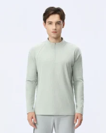 Half Zip Quick Dry Athletic Long Sleeve - Light Green