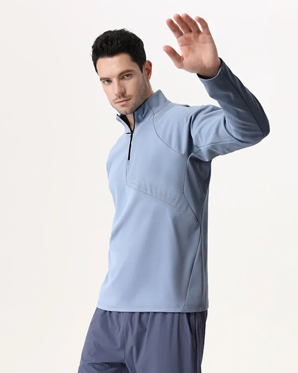 Stretch Fleece Half Zip Dry Top - Light Blue