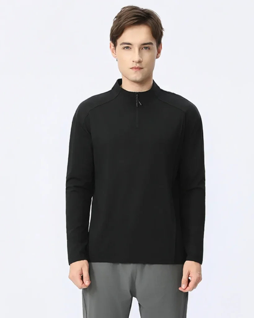 Warm Soft Quick Dry Half Zip Top - Black
