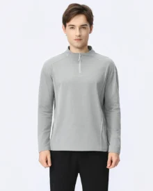 Warm Soft Quick Dry Half Zip Top - Light Grey