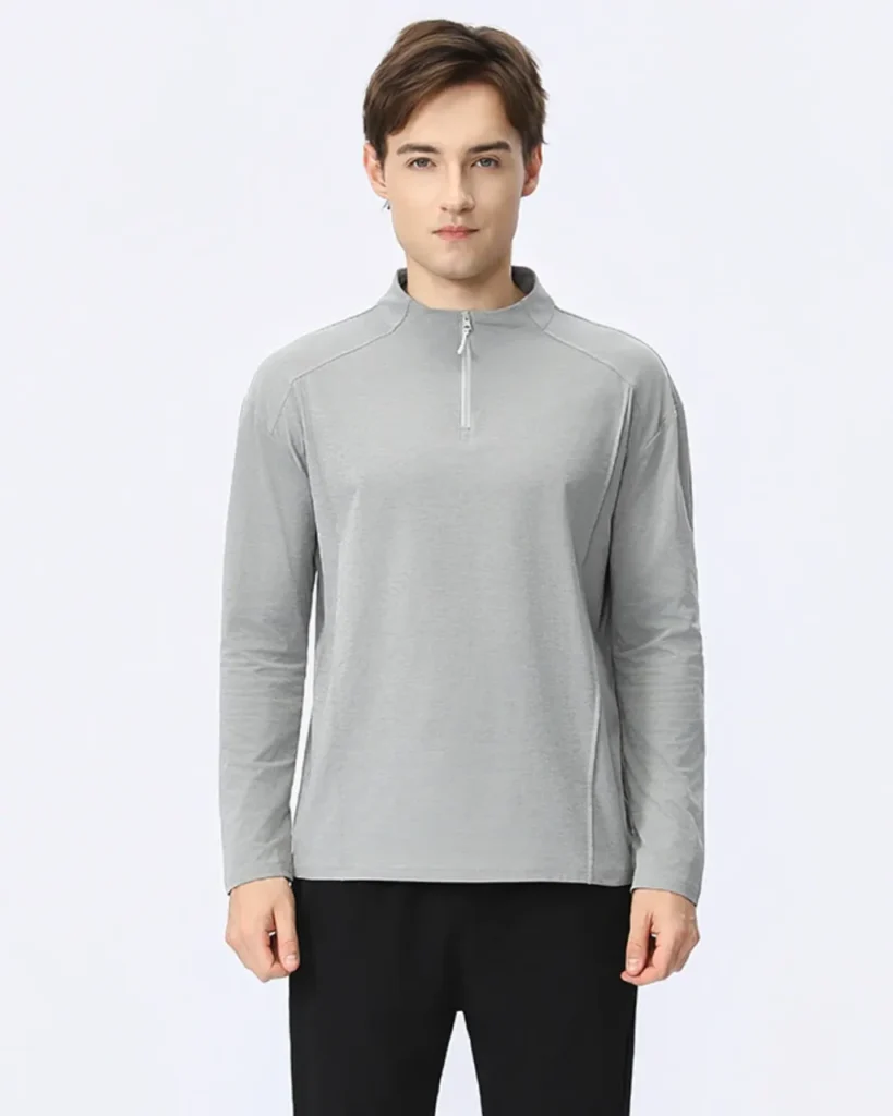 Warm Soft Quick Dry Half Zip Top - Light Grey