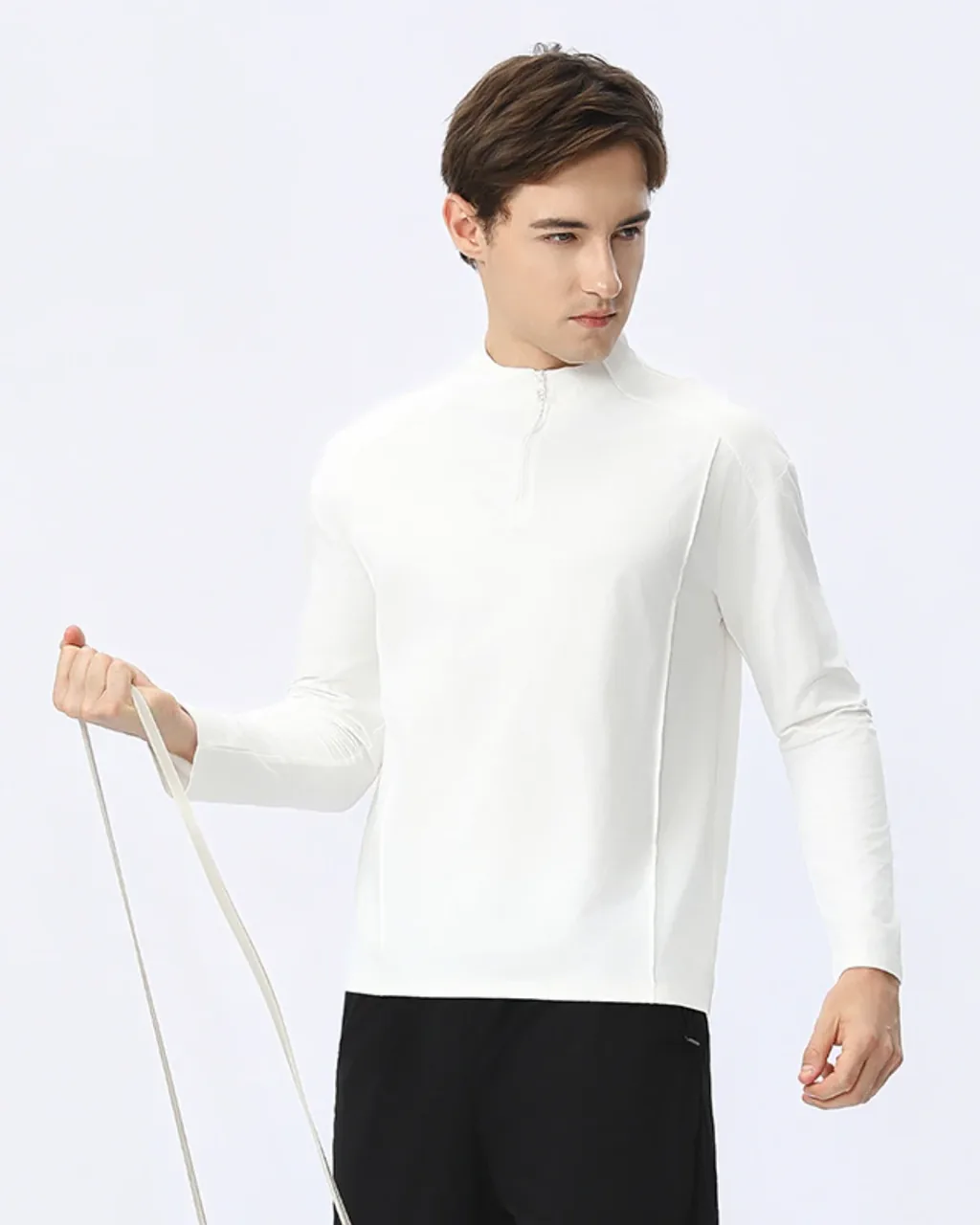 Warm Soft Quick Dry Half Zip Top - White