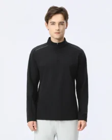 Sweat Wicking Half Zip Outdoor Top - Black