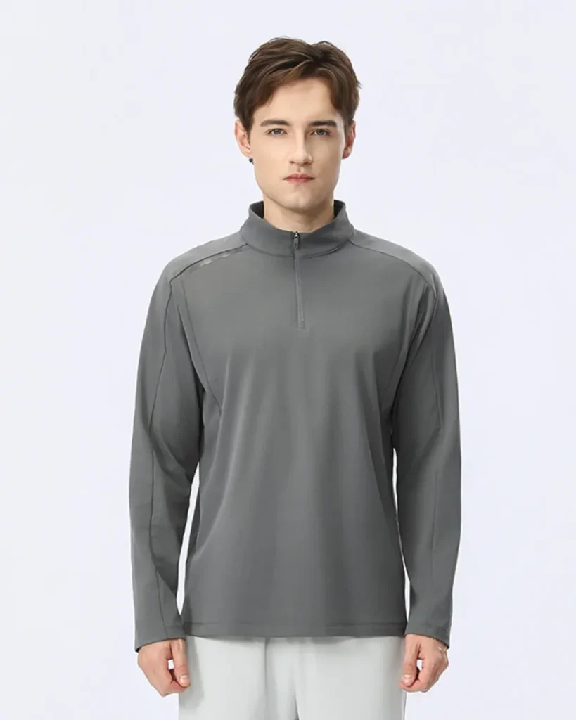 Sweat Wicking Half Zip Outdoor Top - Grey