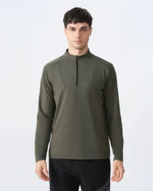Warm Quick Dry Half Zip Long Sleeve - Olive Green