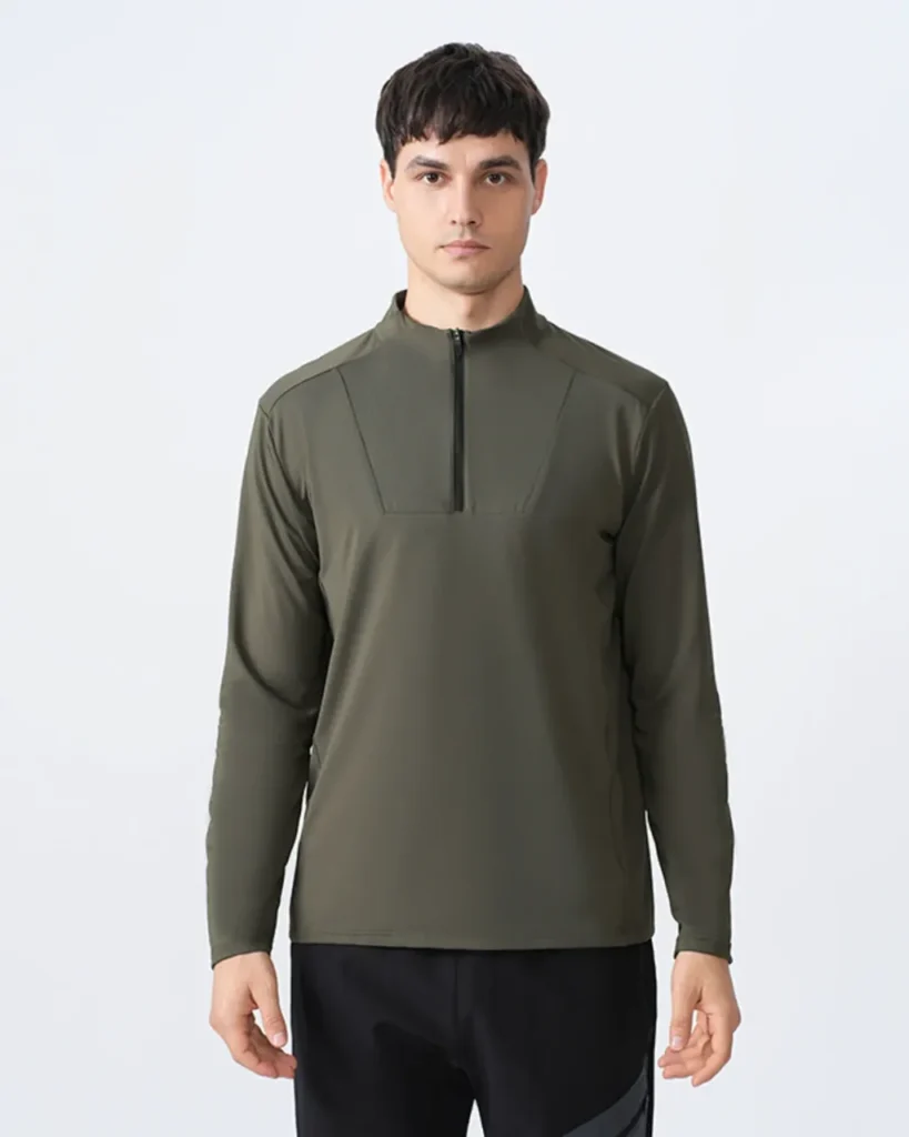 Warm Quick Dry Half Zip Long Sleeve - Olive Green