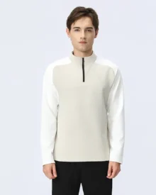 Fleece Warm Half Zip Outdoor Top - White