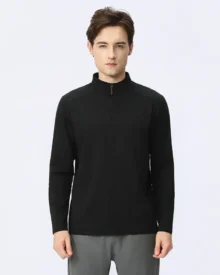 Camiseta Deportiva Con Cremallera Media - negro