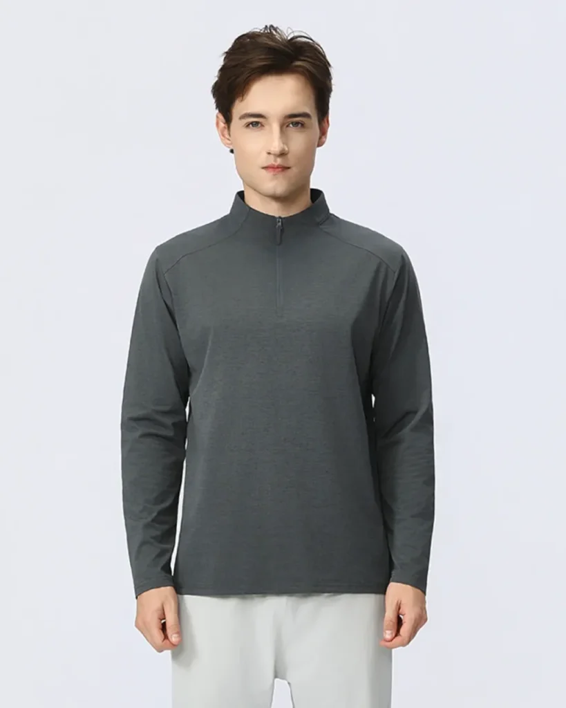Camiseta Deportiva Con Cremallera Media - gris oscuro