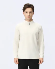 Half Zip Outdoor Fitness Long Sleeve Tee - White