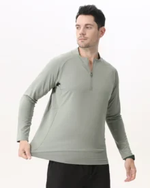 Light Half Zip Knit Outdoor Pullover - Sage