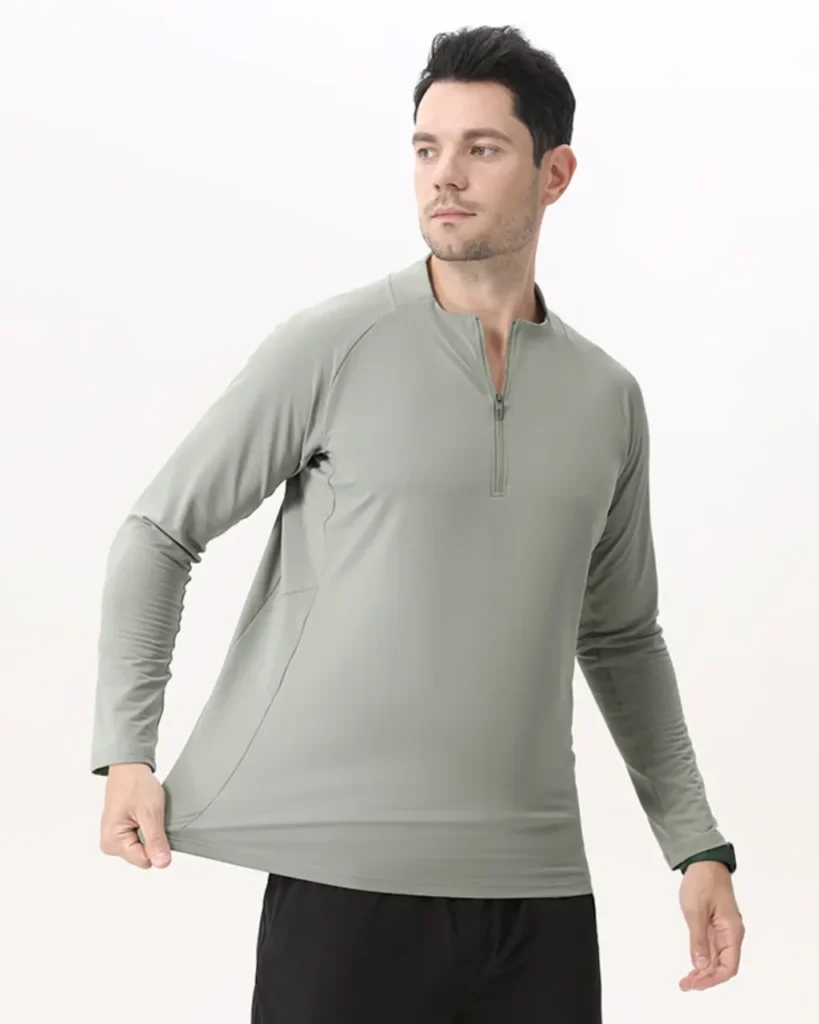 Light Half Zip Knit Outdoor Pullover - Sage
