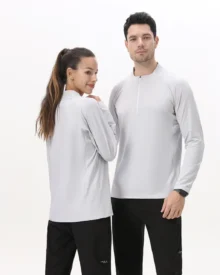 Light Half Zip Knit Outdoor Pullover - White