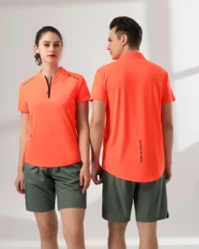 Half Zip Ice Silk Quick Dry Top - Coral