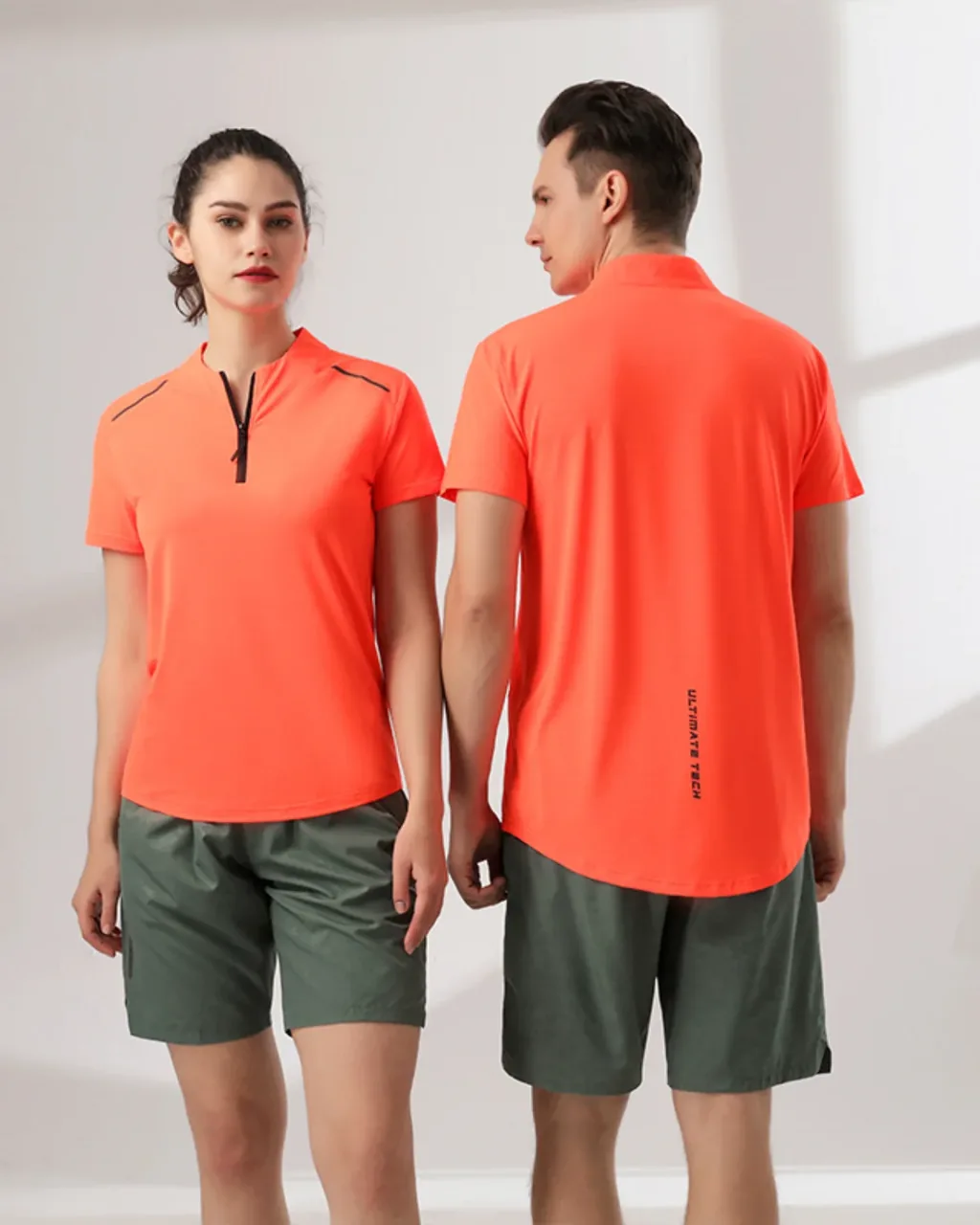 Half Zip Ice Silk Quick Dry Top - Coral