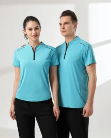 Half Zip Ice Silk Quick Dry Top - Sky Blue