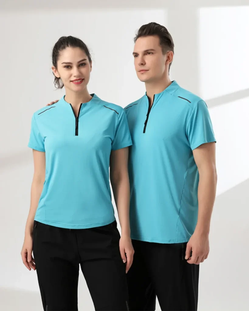 Half Zip Ice Silk Quick Dry Top - Sky Blue