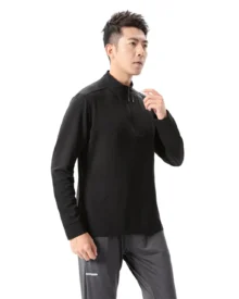 Slim Half Zip Dry Fitness Long Sleeve - Black