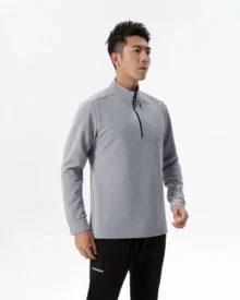 Slim Half Zip Dry Fitness Long Sleeve - Grey