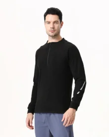 High Stretch Half Zip Golf Long Sleeve - Black