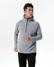 Half Zip Hooded Quick Dry Long Sleeve - Grey