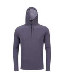 Half Zip Hooded Quick Dry Long Sleeve - Grey Blue
