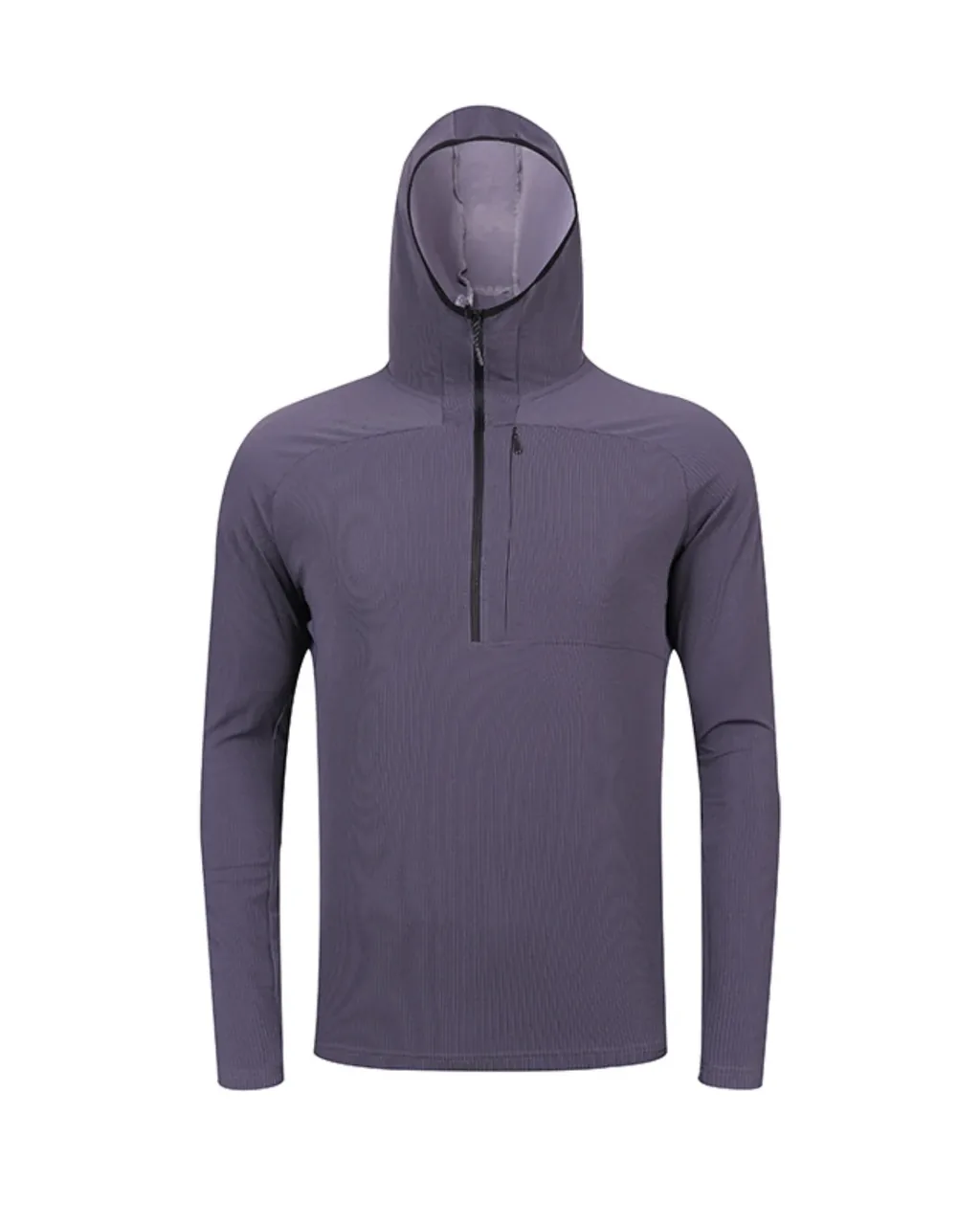 Sudadera Con Capucha Y Cremallera Parcial - gris azul
