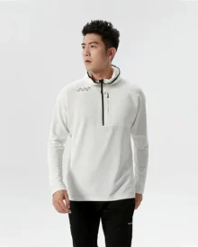 Half Zip Hooded Quick Dry Long Sleeve - White