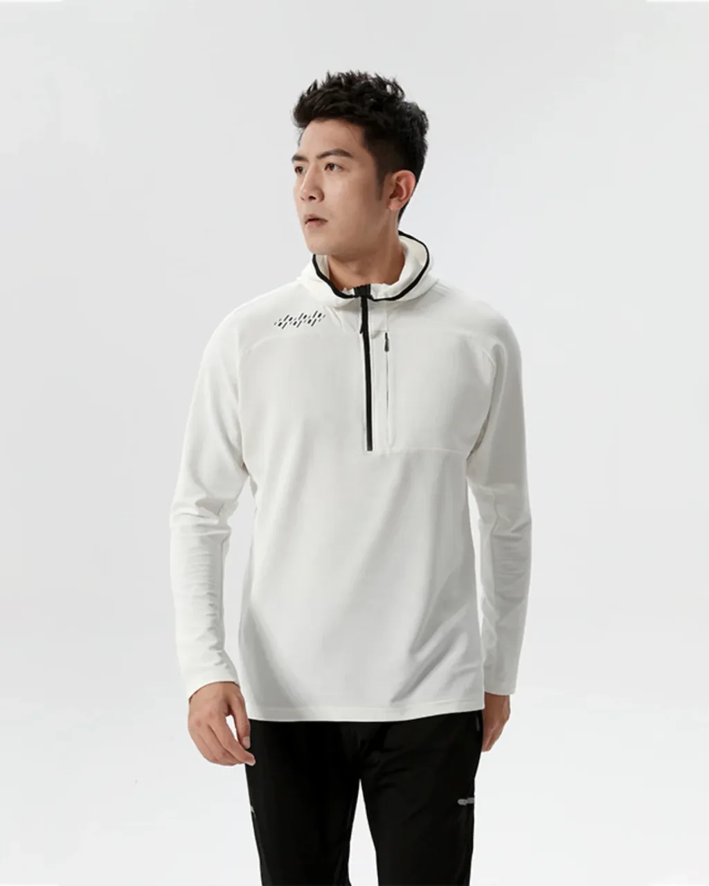 Sudadera Con Capucha Y Cremallera Parcial - blanco
