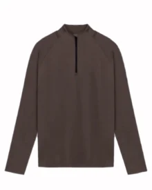 Deru Fleece Half Zip Training Long Sleeve - Brown