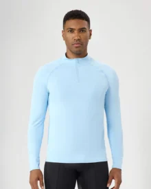 Men's Half Zip Fitness Long Sleeve Sun Protection - Baby Blue