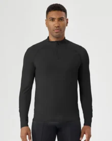 Men's Half Zip Fitness Long Sleeve Sun Protection - Black