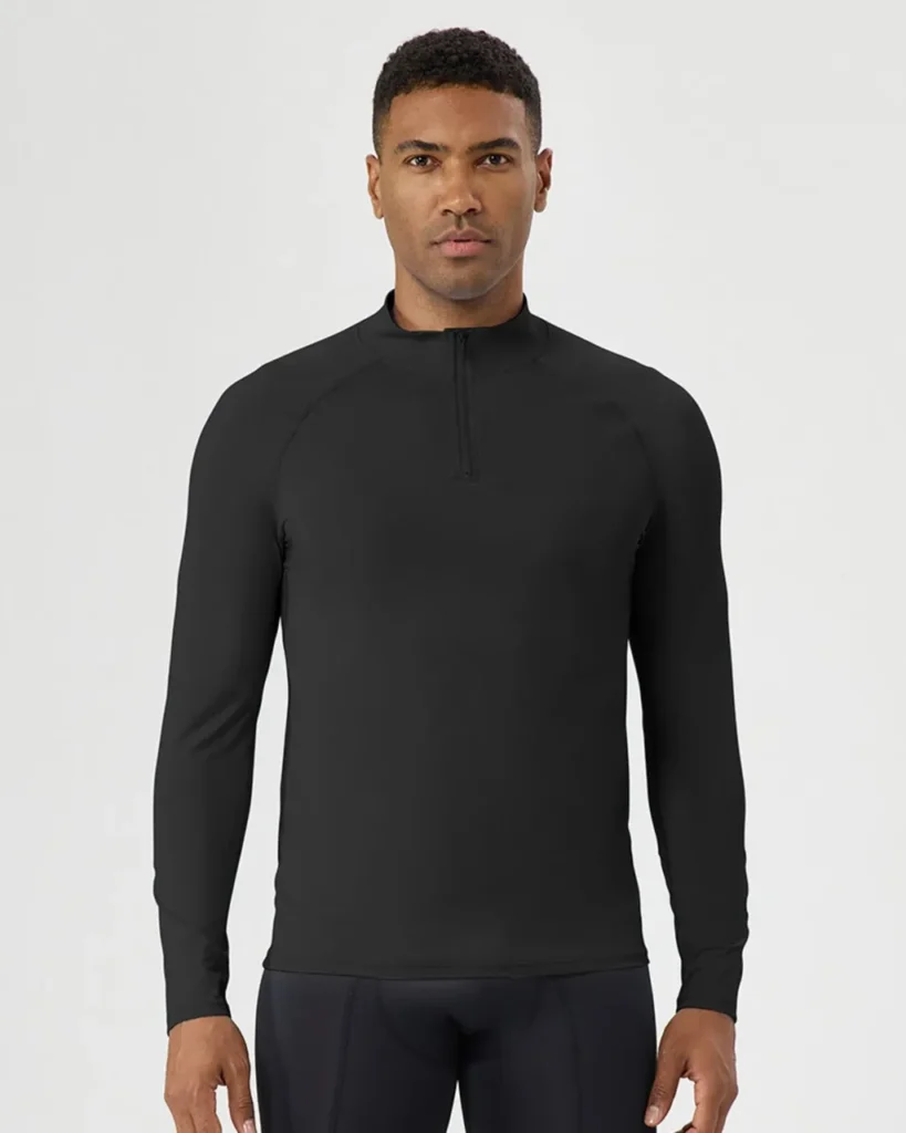 Men's Half Zip Fitness Long Sleeve Sun Protection - Black