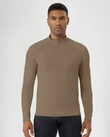 Men's Half Zip Fitness Long Sleeve Sun Protection - Brown