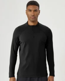 Men's Winter Fleece Half Zip Long Sleeve - Black
