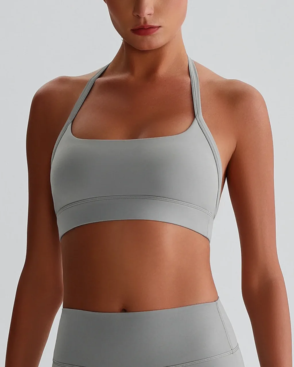 Sujetador Yoga Halter Cruzado - Neutral gris
