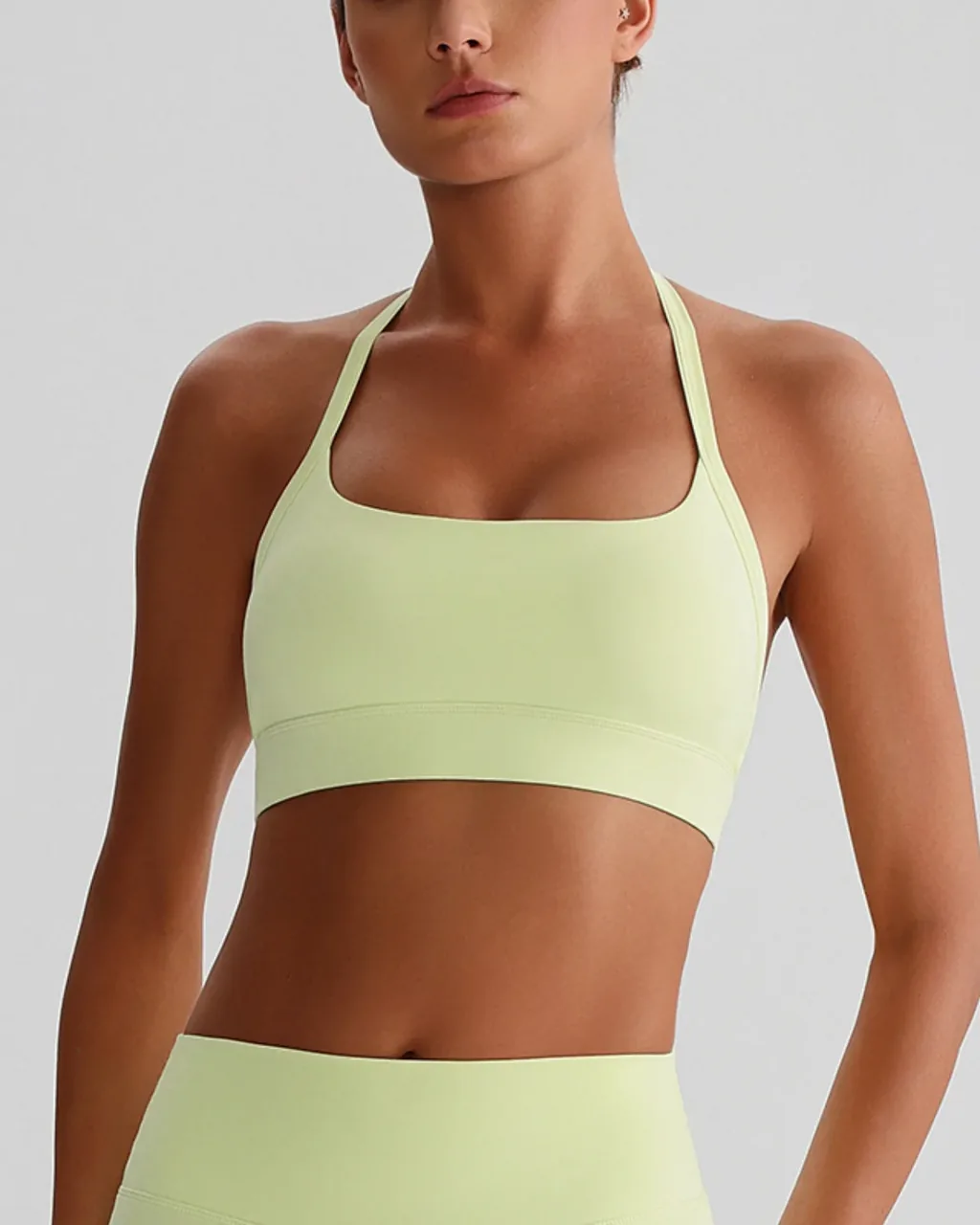 Sujetador Yoga Halter Cruzado - Pale Moss verde