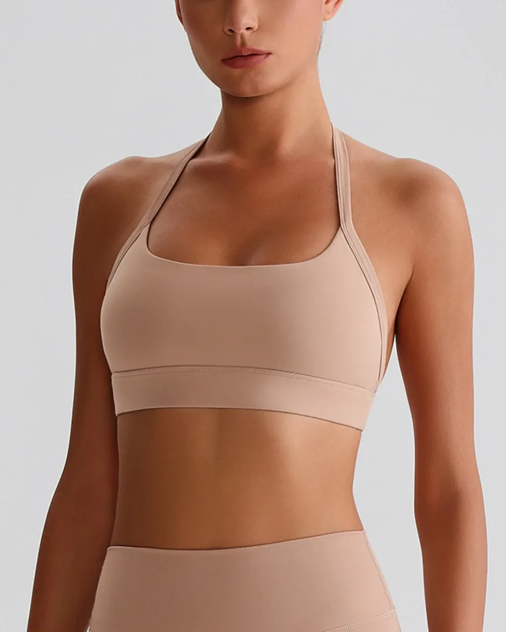 Sujetador Yoga Halter Cruzado - melocotón beige