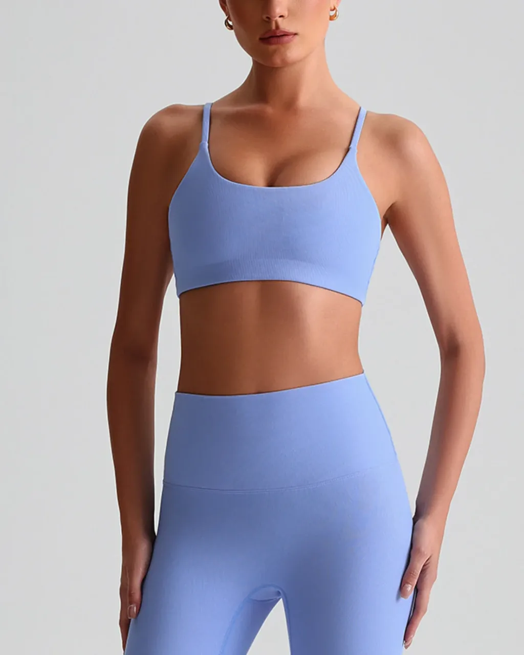 Sujetador Yoga Con Espalda Acordonada - Periwinkle azul