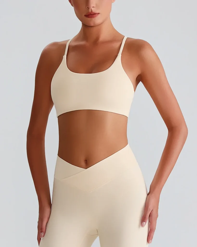Ribbed Cami Back Yoga Bra - Warm Greige