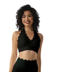 Halter V-Neck Backless Yoga Bra - Black