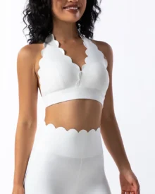 Halter V-Neck Backless Yoga Bra - White