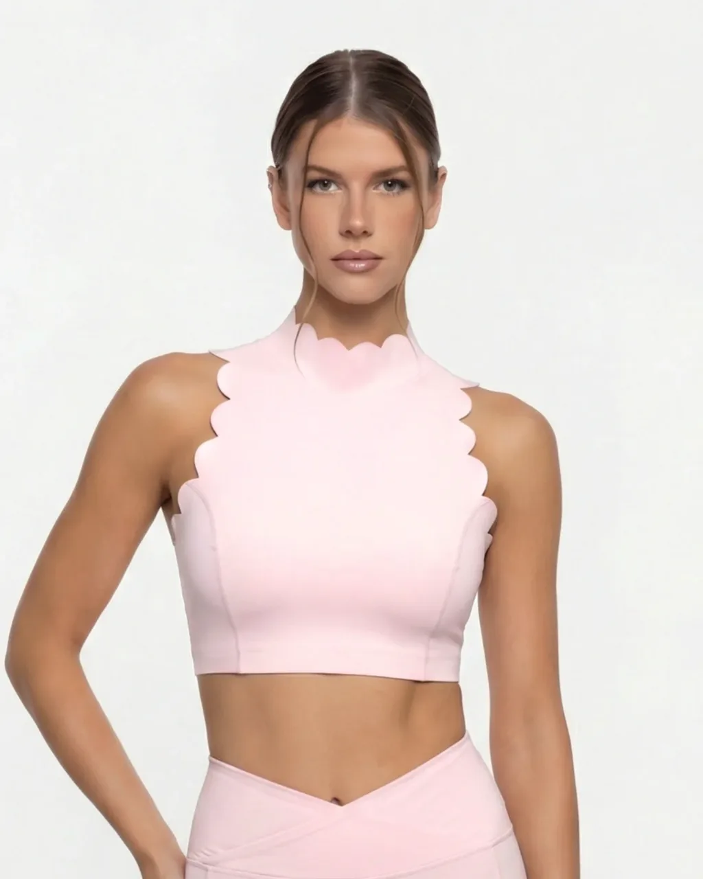 Sujetador Yoga Con Espalda Cruzada Y Encaje - rosa