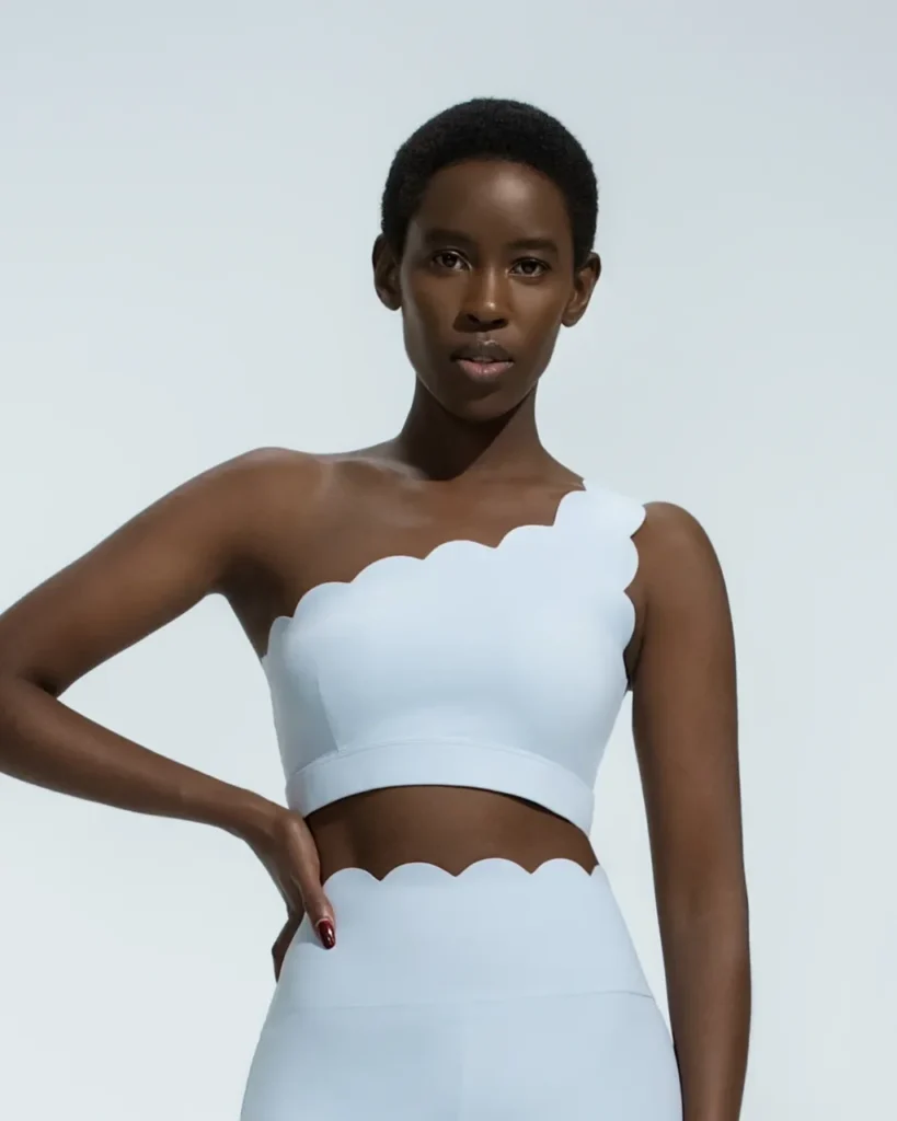 One Shoulder Removable Cup Yoga Bra - White