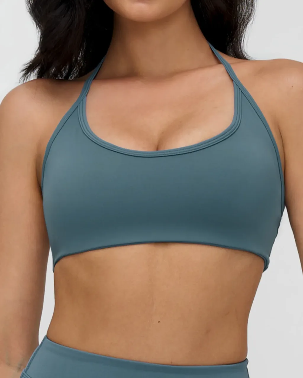 Sujetador Deportivo Texturizado Con Recortes - Muted verde azulado gris
