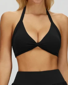 Naked Feel Halter Backless Yoga Bra - Navy