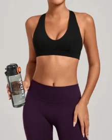 Halter Padded Tight Yoga Bra - Black