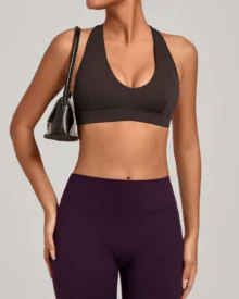 Halter Padded Tight Yoga Bra - Dark Brown