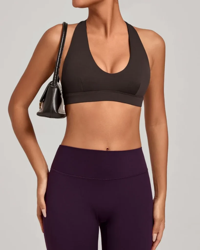 Halter Padded Tight Yoga Bra - Dark Brown