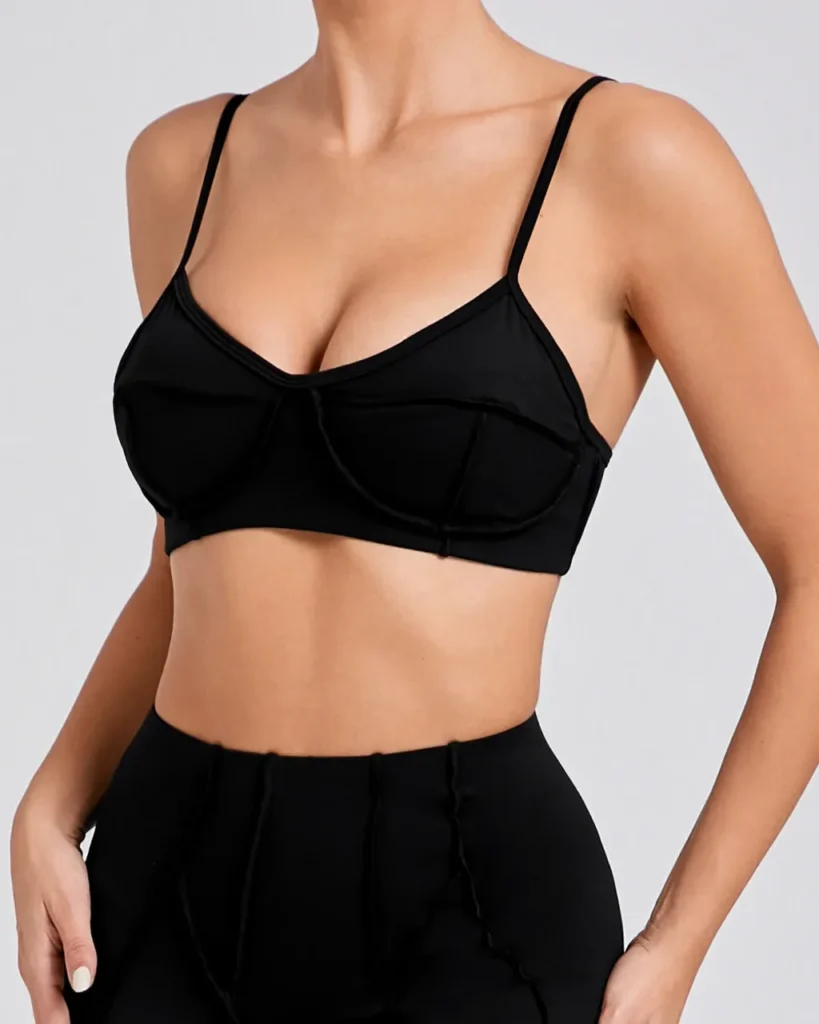 Thin Strap Backless Sports Tank Top - Black